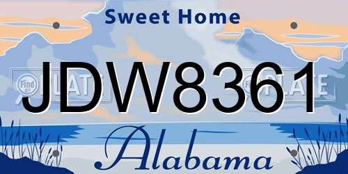 JDW8361 Alabama License Plate