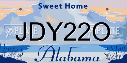 JDY22O Alabama License Plate