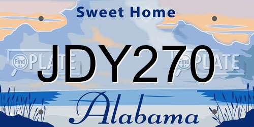 JDY270 Alabama License Plate