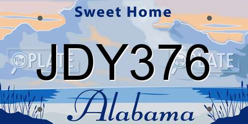 JDY376 Alabama License Plate