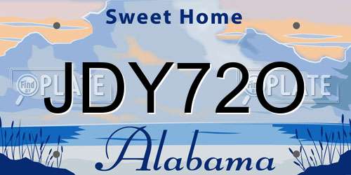 JDY72O Alabama License Plate