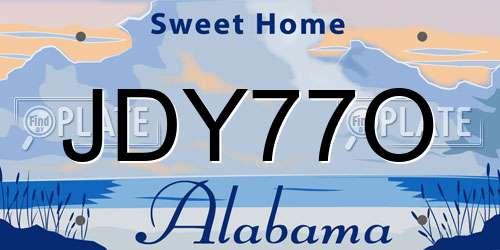 JDY77O Alabama License Plate