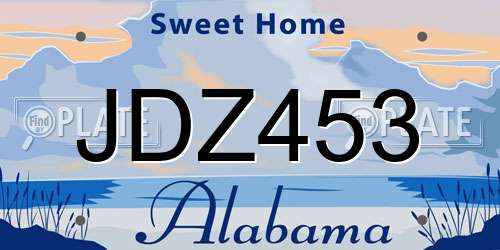 JDZ453 Alabama License Plate