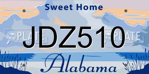 JDZ510 Alabama License Plate