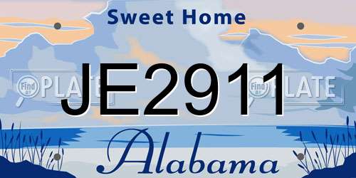 JE2911 Alabama License Plate