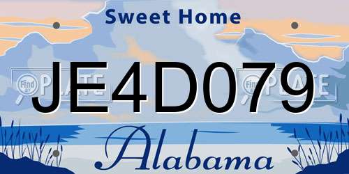 JE4D079 Alabama License Plate