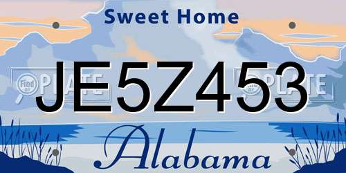 JE5Z453 Alabama License Plate