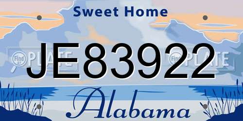 JE83922 Alabama License Plate