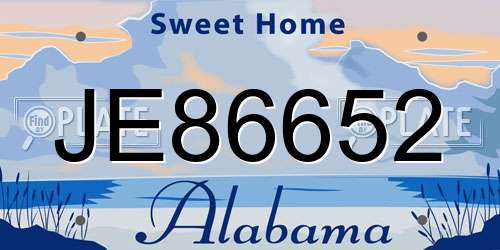 JE86652 Alabama License Plate