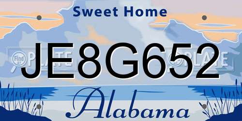 JE8G652 Alabama License Plate