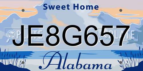 JE8G657 Alabama License Plate