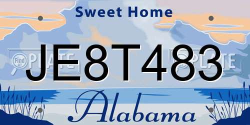 JE8T483 Alabama License Plate