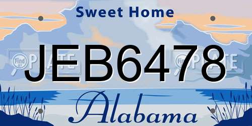 JEB6478 Alabama License Plate