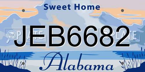 JEB6682 Alabama License Plate