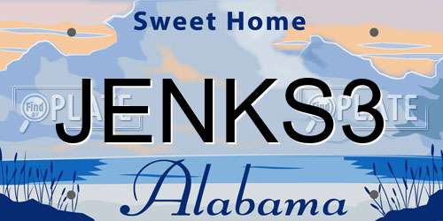 JENKS3 Alabama License Plate