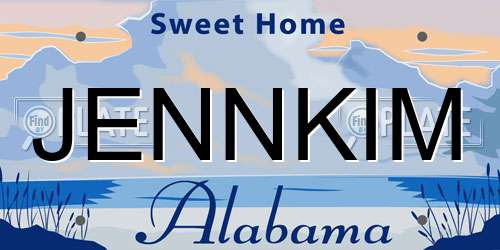 JENNKIM Alabama License Plate