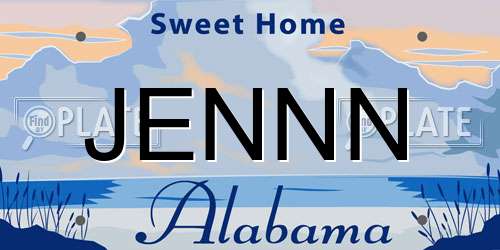 JENNN Alabama License Plate
