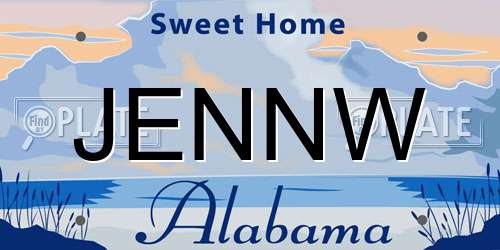 JENNW Alabama License Plate