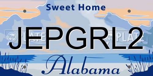 JEPGRL2 Alabama License Plate
