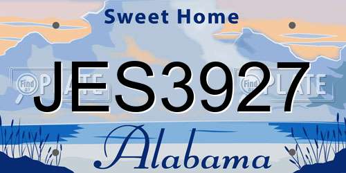 JES3927 Alabama License Plate