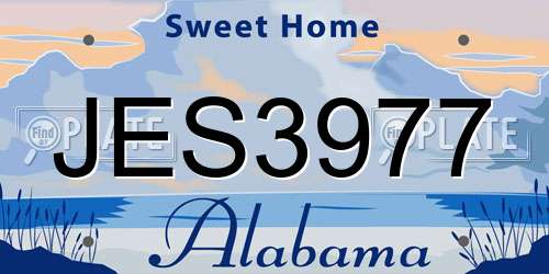 JES3977 Alabama License Plate