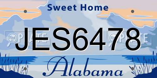 JES6478 Alabama License Plate