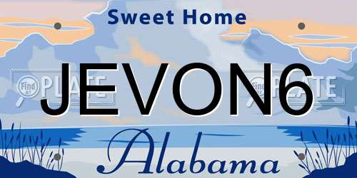 JEVON6 Alabama License Plate