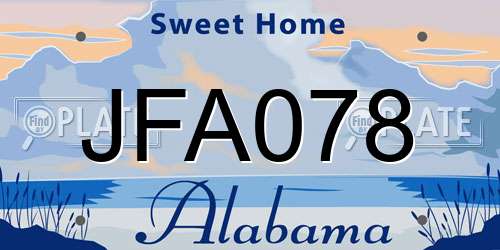 JFA078 Alabama License Plate