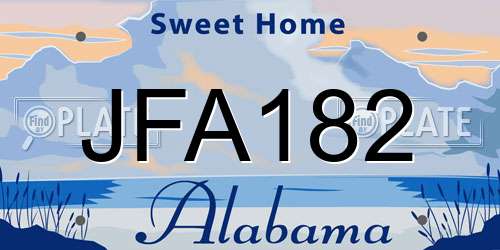 JFA182 Alabama License Plate
