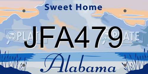JFA479 Alabama License Plate