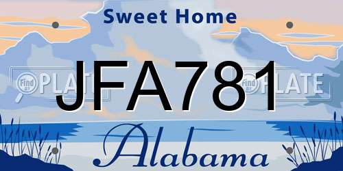 JFA781 Alabama License Plate