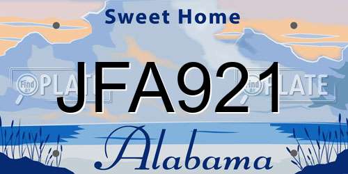 JFA921 Alabama License Plate
