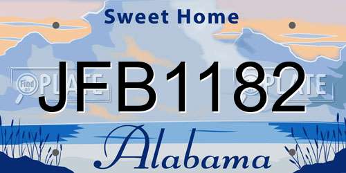 JFB1182 Alabama License Plate