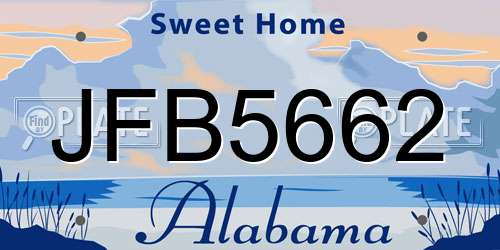 JFB5662 Alabama License Plate