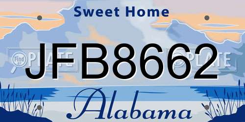 JFB8662 Alabama License Plate