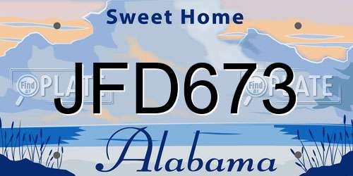 JFD673 Alabama License Plate