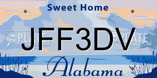 JFF3DV Alabama License Plate