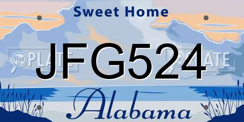 JFG524 Alabama License Plate