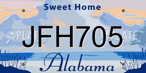 JFH705 Alabama License Plate
