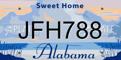 JFH788 Alabama License Plate
