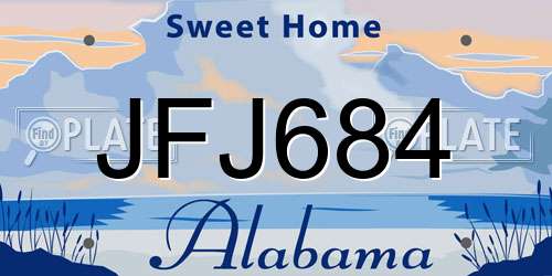 JFJ684 Alabama License Plate