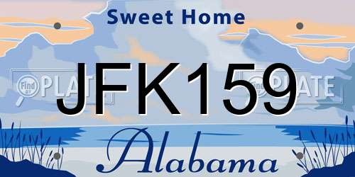 JFK159 Alabama License Plate