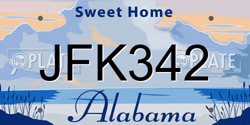 JFK342 Alabama License Plate