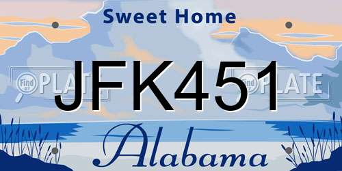 JFK451 Alabama License Plate