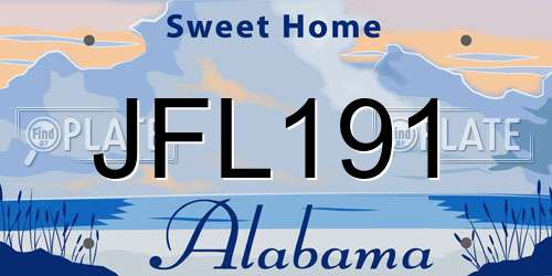 JFL191 Alabama License Plate