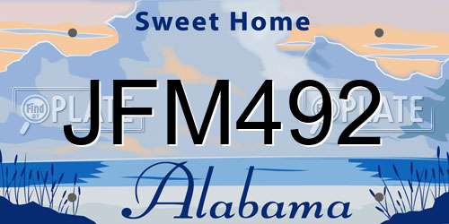 JFM492 Alabama License Plate