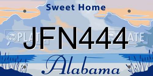 JFN444 Alabama License Plate
