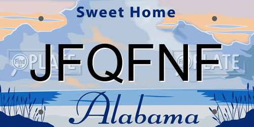 JFQFNF Alabama License Plate