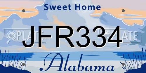 JFR334 Alabama License Plate