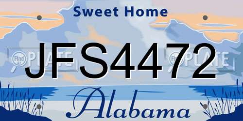 JFS4472 Alabama License Plate